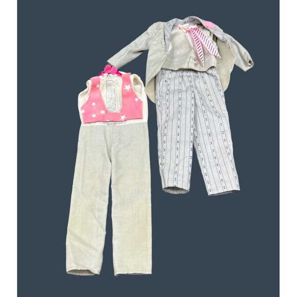 Ken Doll Clothes 2-Piece Wedding Suit & Vest With Pink Tie 1 piece star tuxedo - Picture 2 of 16